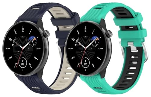 Uhrenarmband kompatibel mit Amazfit GTS 3 / GTS 2e / GTR Mini/GTS 2 mini/GTR 42mm, Premium Weiches Silikon Verstellbarer Ersatzgurt NO250715 (20mm, B [Pack of 2]) von Gransho