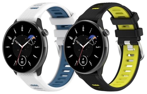 Uhrenarmband kompatibel mit Amazfit GTS 3 / GTS 2e / GTR Mini/GTS 2 mini/GTR 42mm, Premium Weiches Silikon Verstellbarer Ersatzgurt NO250715 (20mm, I [Pack of 2]) von Gransho