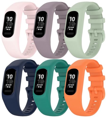 Uhrenarmband kompatibel mit Garmin Smart 5 / Vivosmart 5, Premium Weiches Silikon Verstellbarer Ersatzgurt NO250812 (A [Pack of 6]) von Gransho