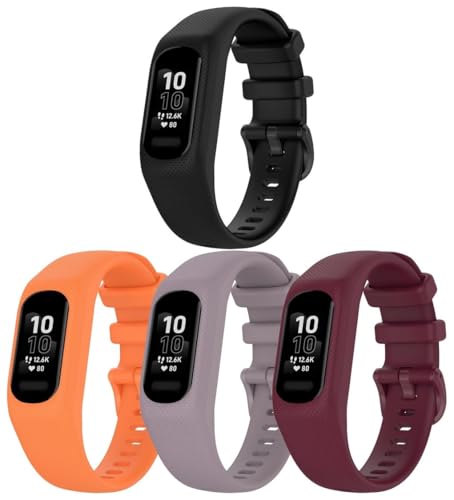 Uhrenarmband kompatibel mit Garmin Smart 5 / Vivosmart 5, Premium Weiches Silikon Verstellbarer Ersatzgurt NO250812 (C [Pack of 4]) von Gransho