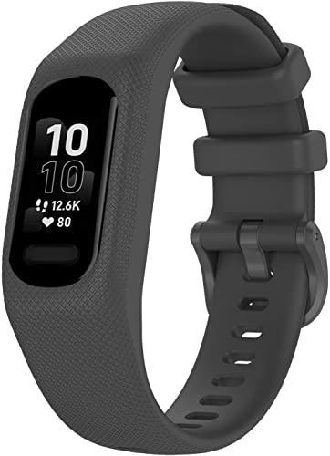 Uhrenarmband kompatibel mit Garmin Smart 5 / Vivosmart 5, Premium Weiches Silikon Verstellbarer Ersatzgurt NO250812 (Dark Gray) von Gransho