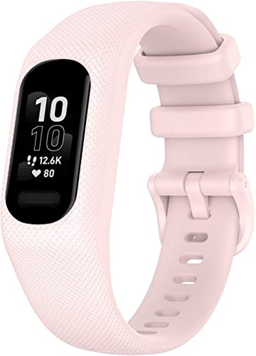 Uhrenarmband kompatibel mit Garmin Smart 5 / Vivosmart 5, Premium Weiches Silikon Verstellbarer Ersatzgurt NO250812 (Light Pink) von Gransho