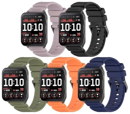 Uhrenarmband kompatibel mit Garmin Venu X1, Premium Weiches Silikon Verstellbarer Ersatzgurt NO250915 (B [Pack of 5]) von Gransho