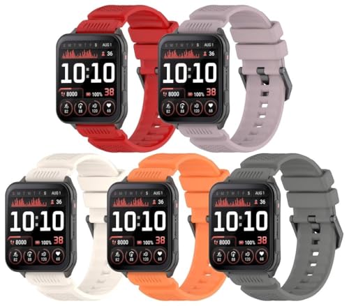 Uhrenarmband kompatibel mit Garmin Venu X1, Premium Weiches Silikon Verstellbarer Ersatzgurt NO250915 (C [Pack of 5]) von Gransho