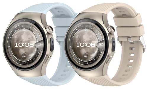 Uhrenarmband kompatibel mit Huawei Watch 5 42mm, Premium Weiches Silikon Verstellbarer Ersatzgurt NO250922 (F [Pack of 2]) von Gransho