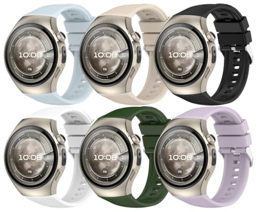 Uhrenarmband kompatibel mit Huawei Watch 5 42mm, Premium Weiches Silikon Verstellbarer Ersatzgurt NO250922 (F [Pack of 6]) von Gransho