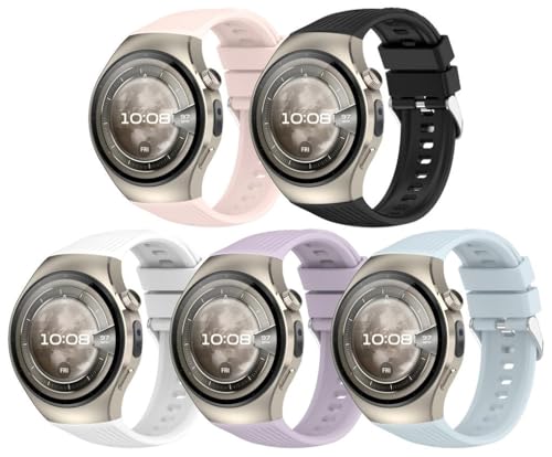 Uhrenarmband kompatibel mit Huawei Watch 5 42mm, Premium Weiches Silikon Verstellbarer Ersatzgurt NO250922 (I [Pack of 5]) von Gransho