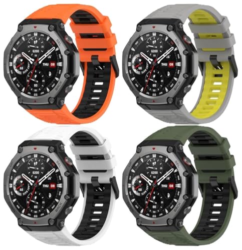 kompatibel mit Amazfit T-Rex 3 Uhrenarmbänder Soft Silikon Classic Ersatz NO250704 (D [Pack of 4]) von Gransho