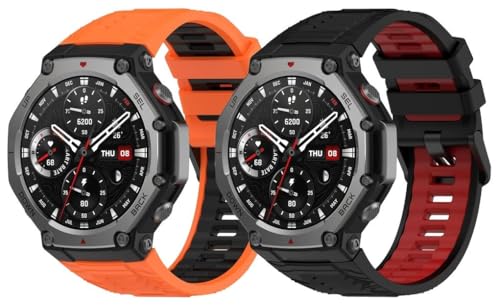 kompatibel mit Amazfit T-Rex 3 Uhrenarmbänder Soft Silikon Classic Ersatz NO250704 (E [Pack of 2]) von Gransho