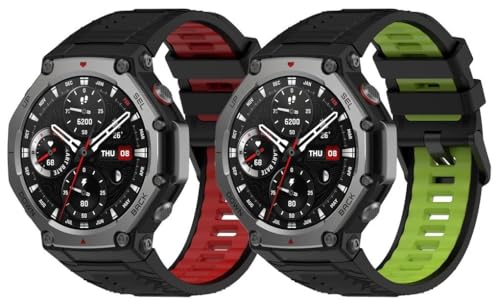 kompatibel mit Amazfit T-Rex 3 Uhrenarmbänder Soft Silikon Classic Ersatz NO250704 (J [Pack of 2]) von Gransho