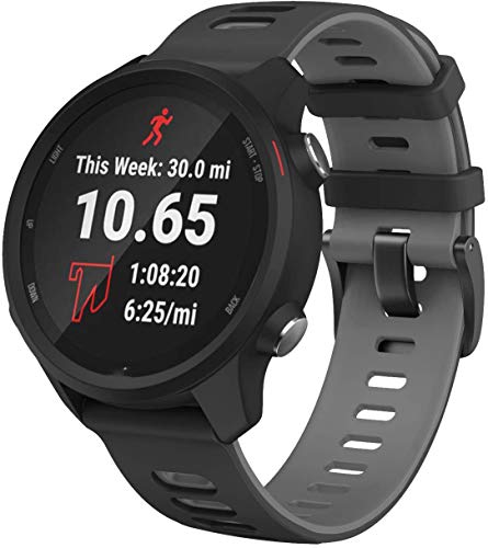 kompatibel mit Garmin Vivoactive 4 / Venu 2 / Forerunner 255 Soft Silikon Classic Ersatz Uhrenarmbänder (22mm, Black Grey) von Gransho