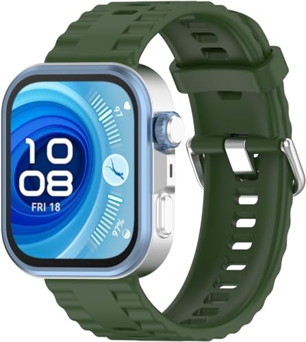 kompatibel mit Huawei Watch Fit 4 Pro / Fit4 / Fit3 Uhrenarmbänder Soft Silikon Classic Ersatz NO250815 (Army Green) von Gransho