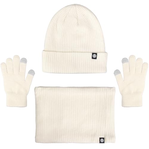 Mütze Schal Handschuhe Set Damen Herren,Warm Beanie Mütze Touchscreen Handschuhe Set,Beanie Strickmütze Winterschal mit Fleecefutter,Wintermütze Winterschal Winterhandschuhe Geschenk 3 in 1 Set von Grantop