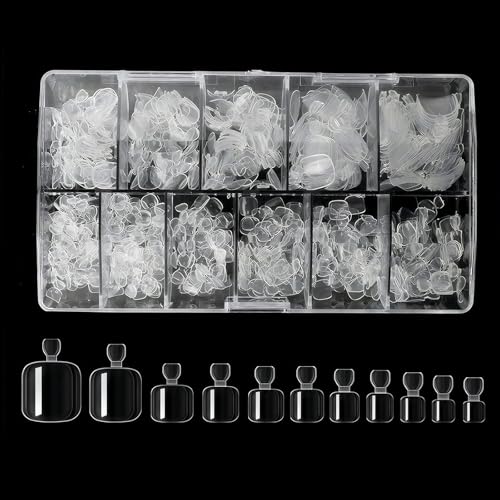 504 Stück Falsche Zehennägel Kit, Künstliche Fussnägel, Tips Zehennägel Künstlich Kit, Full Cover Acryl Künstlich Fußnägel Tips, für Damen und Frauen Nagelkunst DIY Mädchen, 11 Größen mit Box von Granvoo