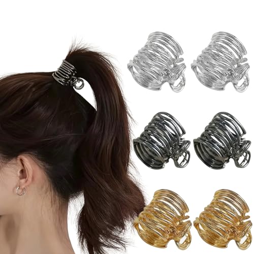 6 Stück Pferdeschwanz Haarklammer aus Metall, Hohe Pferdeschwanz Haarspangen, Hohe Pferdeschwänze Clips, Rutschfeste Haarspangen, Klein Haarklammern, Mini Haarkrallen Klammern, für Frauen & Mädchen von Granvoo