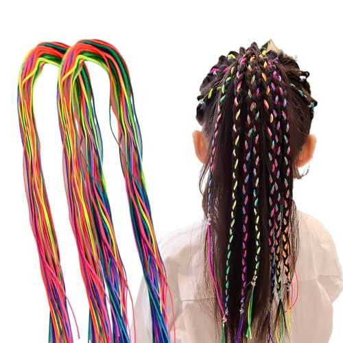 60 Stück Bunte Dreadlock Geflochtene Haarseile, Haarwickelschnur Farbverlauf Haarsträhnen Regenbogen Haarzöpfe Mädchen Haarschmuck für Party Haargummi DIY Haar-Zubehör, 90cm von Granvoo