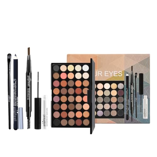 All-in-One Make Up Set, Anfängerinnen Augen Schminke Set, mit 40 Farben Lidschatten Palette Mascara Brauenstift Eyeliner und Bürsten, Alles in Einem Kosmetik Makeup Set für Mädchen Frauen von Granvoo