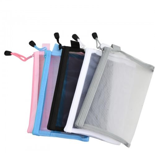 Granvoo 5 Stück Transparente Federmäppchen Nylon-Netzstoff, A6 Durchscheinend Federmäppchen, Reißverschluss Beutel Stifteetui, Federmäppchen Mehrzweck Organizer für Dateiordnung, Kosmetikwaren Granvoo 5 Stück Transparente Federmäppchen Nylon-Netzstoff, A6 Durchscheinend Federmäppchen, Reißverschluss Beutel Stifteetui, Federmäppchen Mehrzweck Organizer für Dateiordnung, Kosmetikwaren von Granvoo