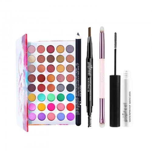 Komplettes Set an Kosmetika für Augen Alles in Einem Make up, 40 Farben Lidschatten Palette mit Augenbrauenstift Mascara Eyeliner Kosmetikpinsel, Augen Schmink Geschenkset für Frauen Kosmetische von Granvoo