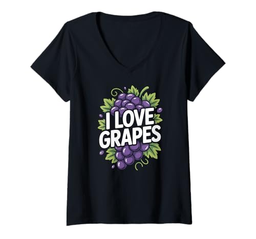 Damen Ich Liebe Trauben Vineyard Fruit Lover Style T-Shirt mit V-Ausschnitt von Grape Lover Vineyard Fruit I Love Grapes