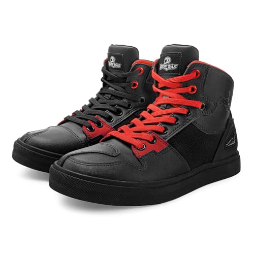 Grapelet Motorrad Schuhe Herren,Atmungsaktive Motorradstiefel Männer,Lässige Motocross Schuhe，Knöchelpolster,rutschfest,Seitlichem Reißverschluss,Schwarz(43EU) von Grapelet