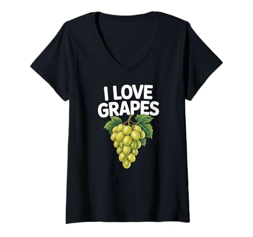 Damen Ich Liebe Trauben, grüne Trauben, Liebhaber von Obstgärten T-Shirt mit V-Ausschnitt Damen Ich Liebe Trauben, grüne Trauben, Liebhaber von Obstgärten T-Shirt mit V-Ausschnitt von Grapes Fruit Vineyard Grape Lover Green Grapes
