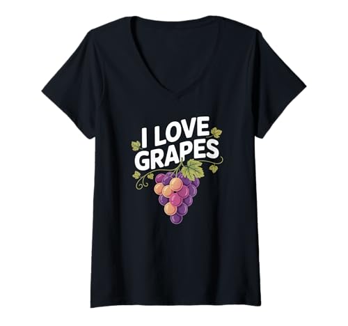 Damen Ich Liebe Trauben | Grape Lover Fruit Vineyard Winery Winery T-Shirt mit V-Ausschnitt Damen Ich Liebe Trauben | Grape Lover Fruit Vineyard Winery Winery T-Shirt mit V-Ausschnitt von Grapes Grape Lover Vineyard Winery Wine