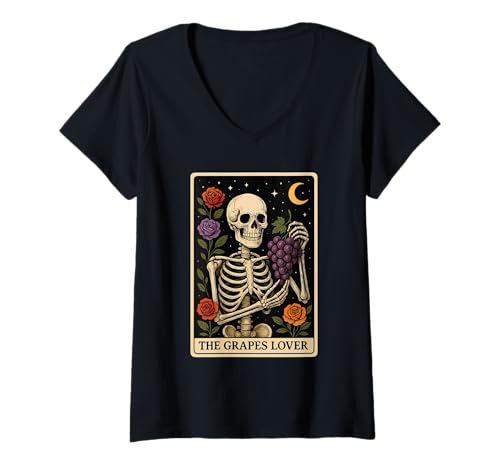 Damen Der Traubenliebhaber T-Shirt mit V-Ausschnitt Damen Der Traubenliebhaber T-Shirt mit V-Ausschnitt von Grapes Tarot