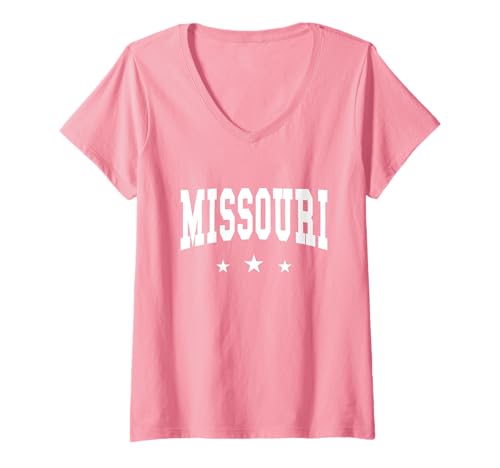 Damen Missouri - Preppy Varsity Pink - Throwback Design - Classic T-Shirt mit V-Ausschnitt Damen Missouri - Preppy Varsity Pink - Throwback Design - Classic T-Shirt mit V-Ausschnitt von Graphic Club Inc.
