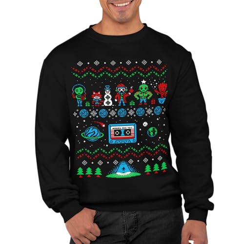 Graphic Impact Inspirierter hässlicher Weihnachtspullover mit Galaxie-Motiv, hässlicher Pullover, festlicher Weihnachtspullover, Schwarz , XL von Graphic Impact