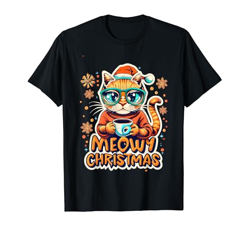 Meowy Christmas Funny Cat Graphic Tees For Women Men T-Shirt von Graphic Tees Men Women Boys Girls