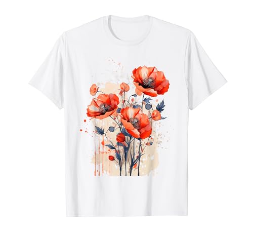Poppy Floral Art Grafik-T-Shirts für Herren, Damen und Kinder T-Shirt von Graphic Tees Men Women Boys Girls