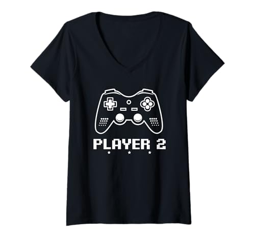 Damen Vatertag Player Two T-Shirt mit V-Ausschnitt Damen Vatertag Player Two T-Shirt mit V-Ausschnitt von Graphic Tees