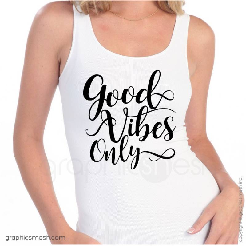 Tank-Top "Good Vibes Only" Damen Racerback Shirt - Typografie Inspirieren von GraphicsMesh