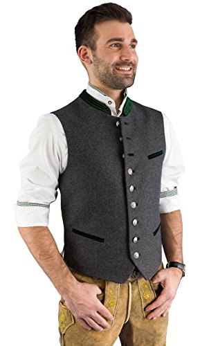 Grasegger Trachtenweste Trachtengilet Steigl 1-W-3217-1225 gau grün Weste Tracht Herren Lodenweste Lodengilet 50 von Grasegger