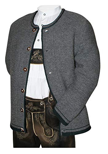 Wolljacke Trachtenjacke Strickweste Janker Strickjacke Strickjanker 100% Schurwolle gestrickte Herren Jacke Janker Wolle Wolljanker grau Trachtenjanker Strick Trachtenweste, Größe:46 von Grasegger