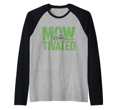 Lustiger Mowtivated Spruch Rasen Mähen Hof Humor Frauen Männer Raglan von Grass Cutter Dad Summer Landscaping Worker Joke