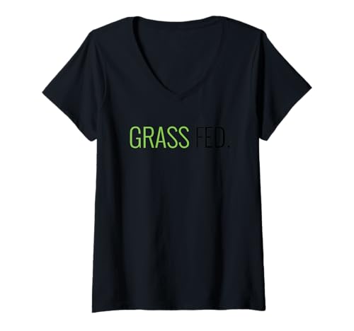 Damen Grasfutter – Vegetarisches Geschenk, Tierliebhaber, Vegan, Pflanzenleben T-Shirt mit V-Ausschnitt Damen Grasfutter – Vegetarisches Geschenk, Tierliebhaber, Vegan, Pflanzenleben T-Shirt mit V-Ausschnitt von Grass Fed Designs