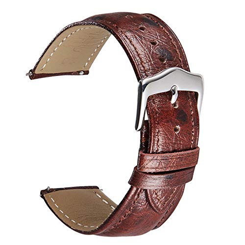 18-22mm Leder Uhrenarmbänder Schwarz Blau Rot Braun Uhrenarmband für Frauen-Mann Braun, 22mm von Grasschen