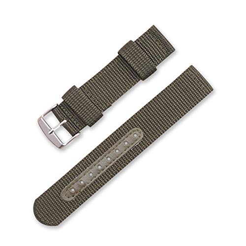 Nylon Canvas-Uhrenarmband Outdoor Sports NATO-Uhrenarmband 18mm/20mm/22mm/24mm Uhrenarmband Grün, 24mm von Grasschen