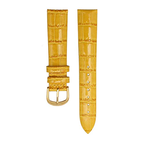 Leder Uhrenband 18/20/22mm Leichte Lederband Armbanduhr Bügelstiftspange Yellow Godl Buckle, 18mm von Grasschen