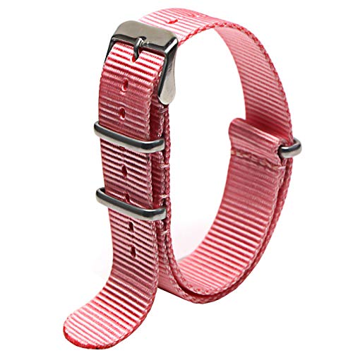 Militärband Nylon NATO-Band-Bügel 18mm/20mm/22mm Uhrenarmband Rosa, 20mm von Grasschen