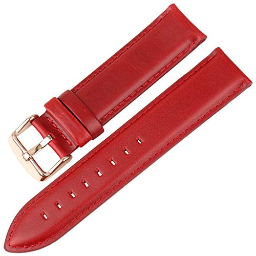 Weinlese-Leder-Uhrenarmband 16mm/17mm/18mm/19mm/20mm Armband Red Rose Red, 16mm von Grasschen