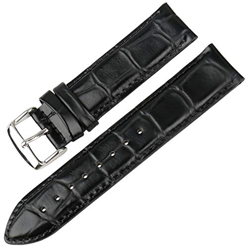 Weinlese-Leder-Uhrenarmband 16mm/17mm/18mm/19mm/20mm Armband Schwarz B Silber, 13mm von Grasschen