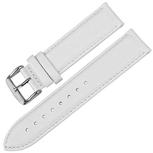 Weinlese-Leder-Uhrenarmband 16mm/17mm/18mm/19mm/20mm Armband Weißsilber, 17mm von Grasschen