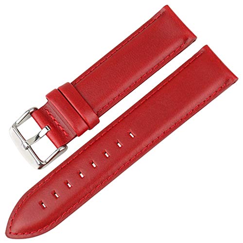 Weinlese-Leder-Uhrenarmband 16mm/17mm/18mm/19mm/20mm Armband rot Silber, 14mm von Grasschen