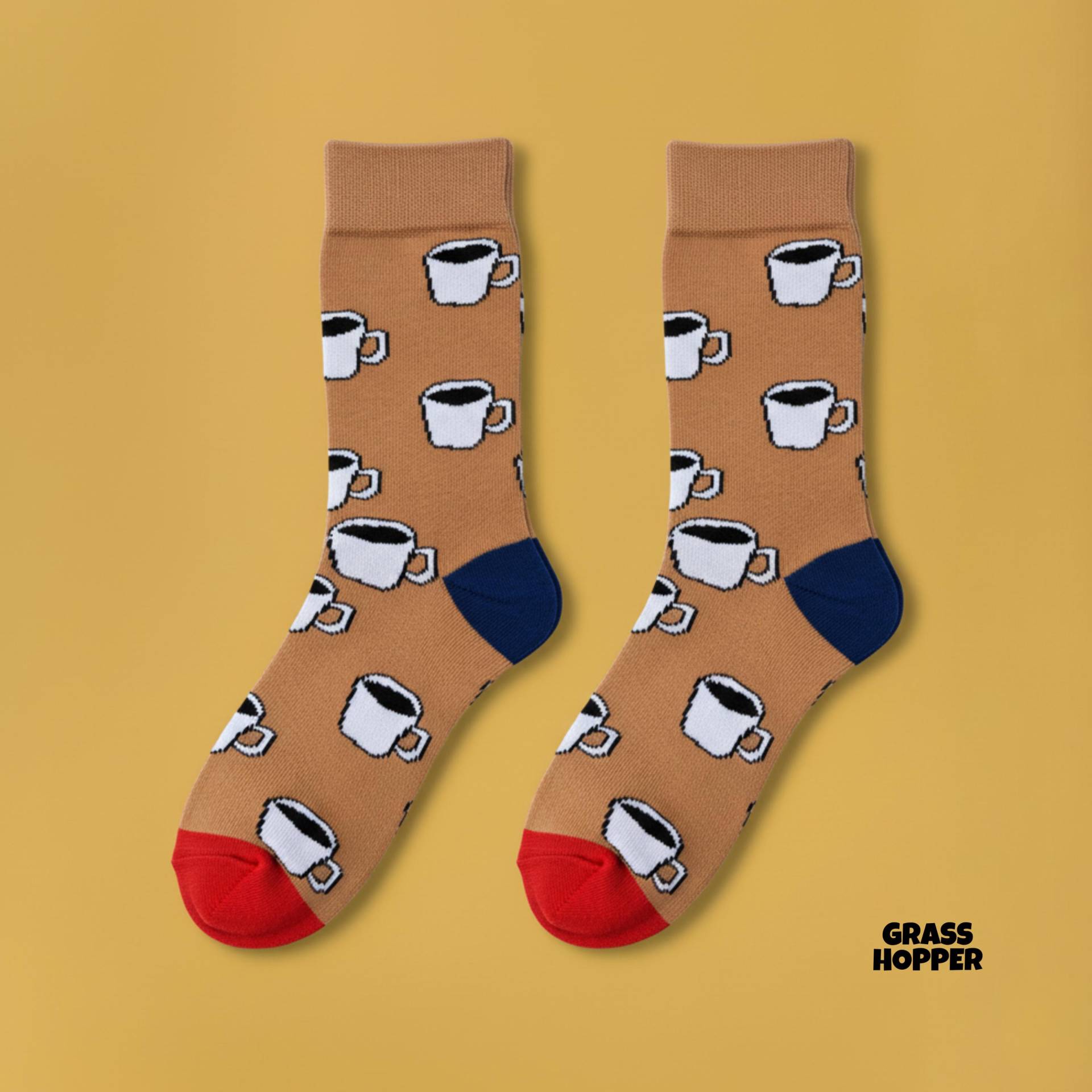 Kaffee Socken Für Kaffee-Fans Mokka Kaffee-Muster Geschenke Kaffeeliebhaber Geschenk Lustige Tennissocken Mit Kaffeekanne-Motiv von GrasshopperWear