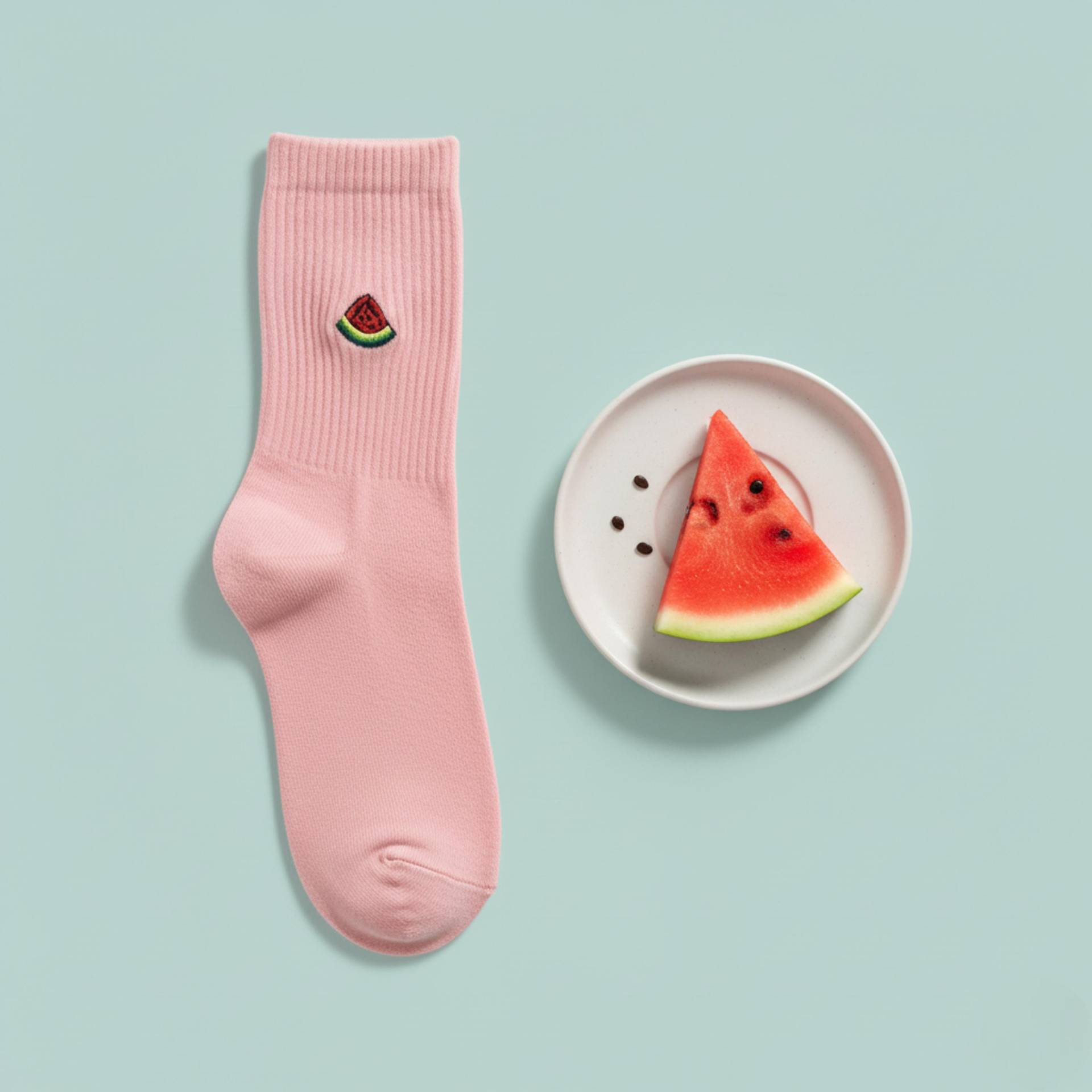 Wassermelonen Socken Bestickte Bio Baumwolle Sportsocken Lustige Früchte Set Weihnachtsgeschenk Geschenke Unter 10 von GrasshopperWear