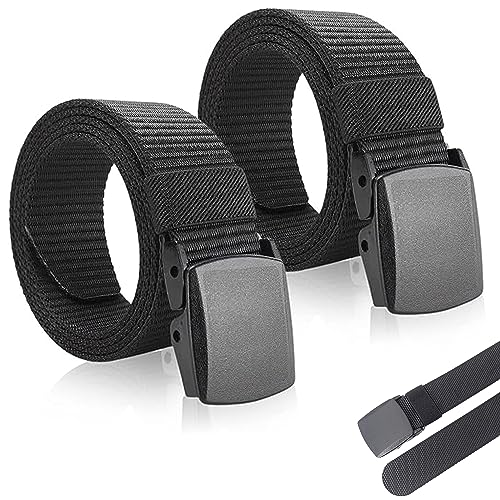 Grasslandy 2 Stück Gürtel Herren Schwarz, Arbeitsgürtel Herren Arbeitsgürtel Stoffgürtel Herren Gürtel Schwarz Tactical Belt Männer Gürtel Nylon Herren Guertel Verstellbarer Keine Metallschnalle von Grasslandy