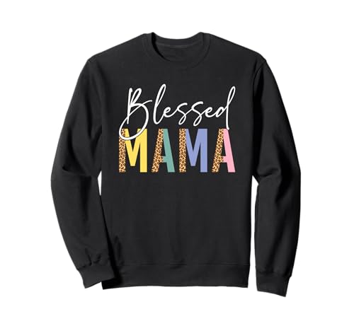 Blessed Mama Leo Leopardenmuster Positive Vibes Sweatshirt von Grateful Vibes Christian Faith Spiritual Gifts